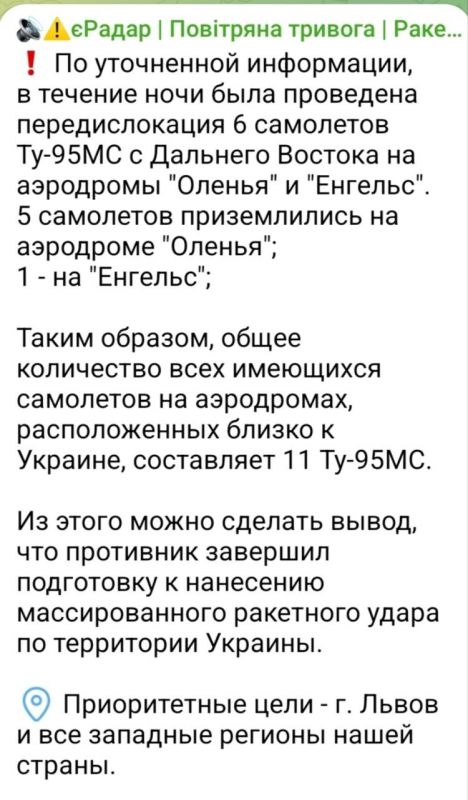 Украинские паблики предупреждают о массированном ударе России