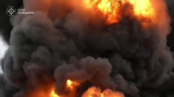 Кадры масштабного пожара после прилета в Киевской области