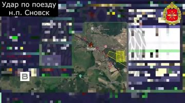 Минобороны РФ показало кадры ударов по энергоподстанции в городе Шостка Сумской области и по локомотиву в городе Сновск Черниговской области Украины