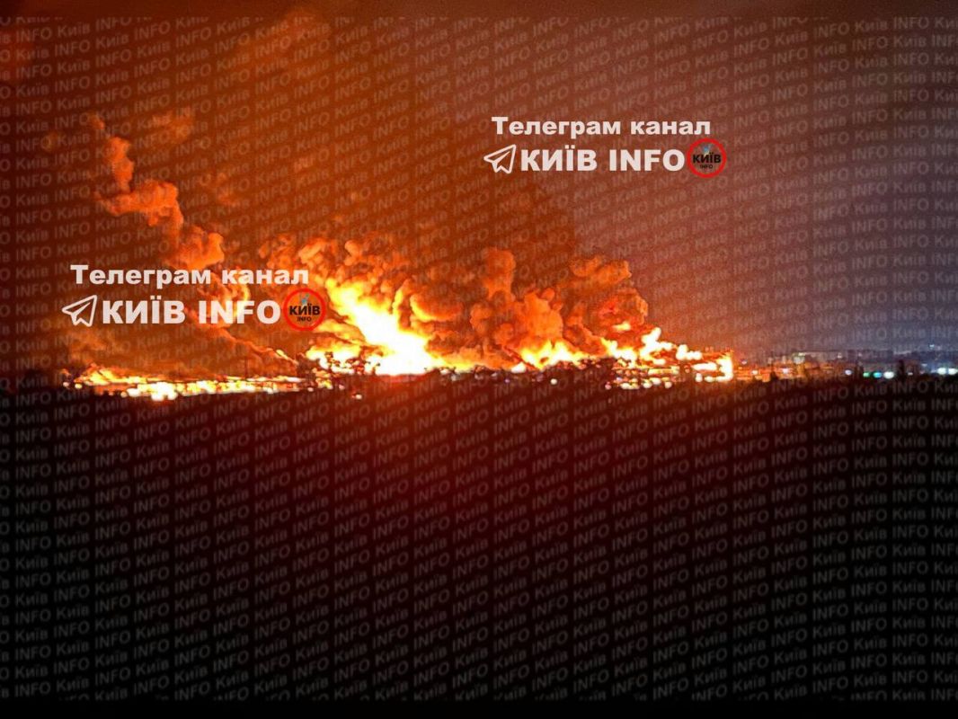 Огненный ад в Киеве: гигантский пожар на месте прилёта Огненный ад в Киеве: гигантский пожар на месте прилёта