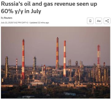 Нефтегазовые доходы бюджета РФ в июле могут вырасти примерно на 60% по сравнению с июлем прошлого года, — предварительные расчёты агентства Reuters