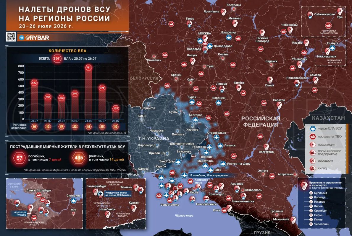 Атаки украинских БЛА. Продолжаются массовые атаки БЛА Украины на регионы России