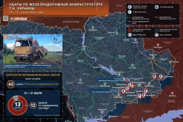 Поражённые поезда. Работа по железнодорожной инфраструктуре на территории т.н. Украины продолжается, и финальная декада июля вносит свои коррективы в статистику