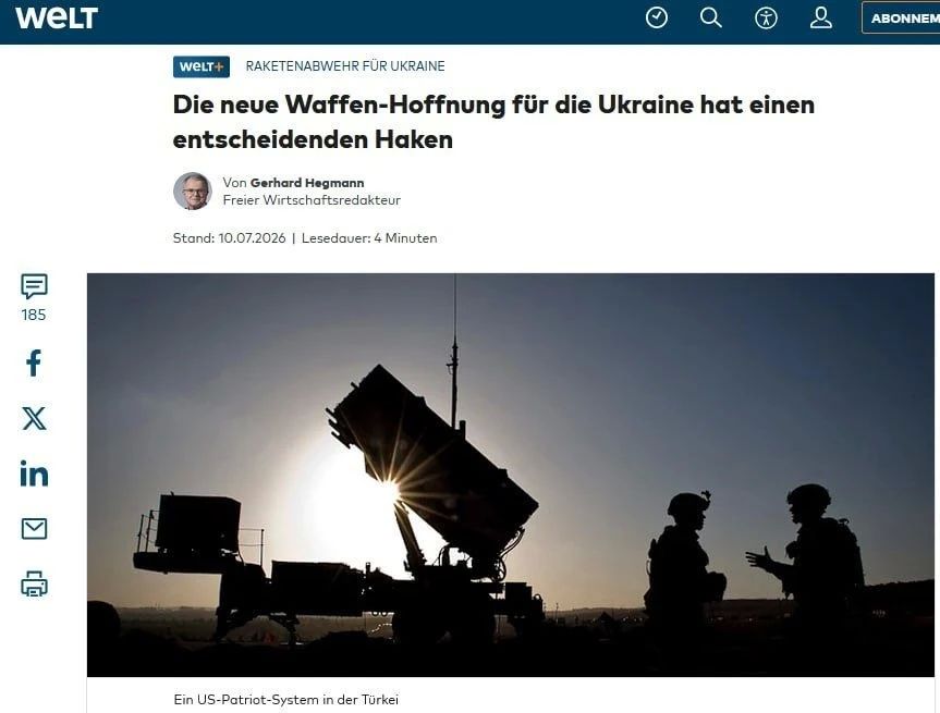 Алексей Журавлев: Производство ракет Patriot в Украине займёт минимум 1–2 года и не решит проблему дефицита - Die Welt