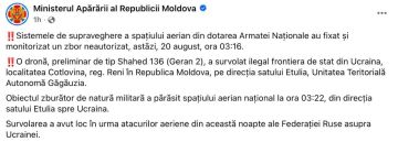 Дрон пересёк воздушное пространство Молдовы, Польша подняла военную авиацию, — Минобороны Молдовы