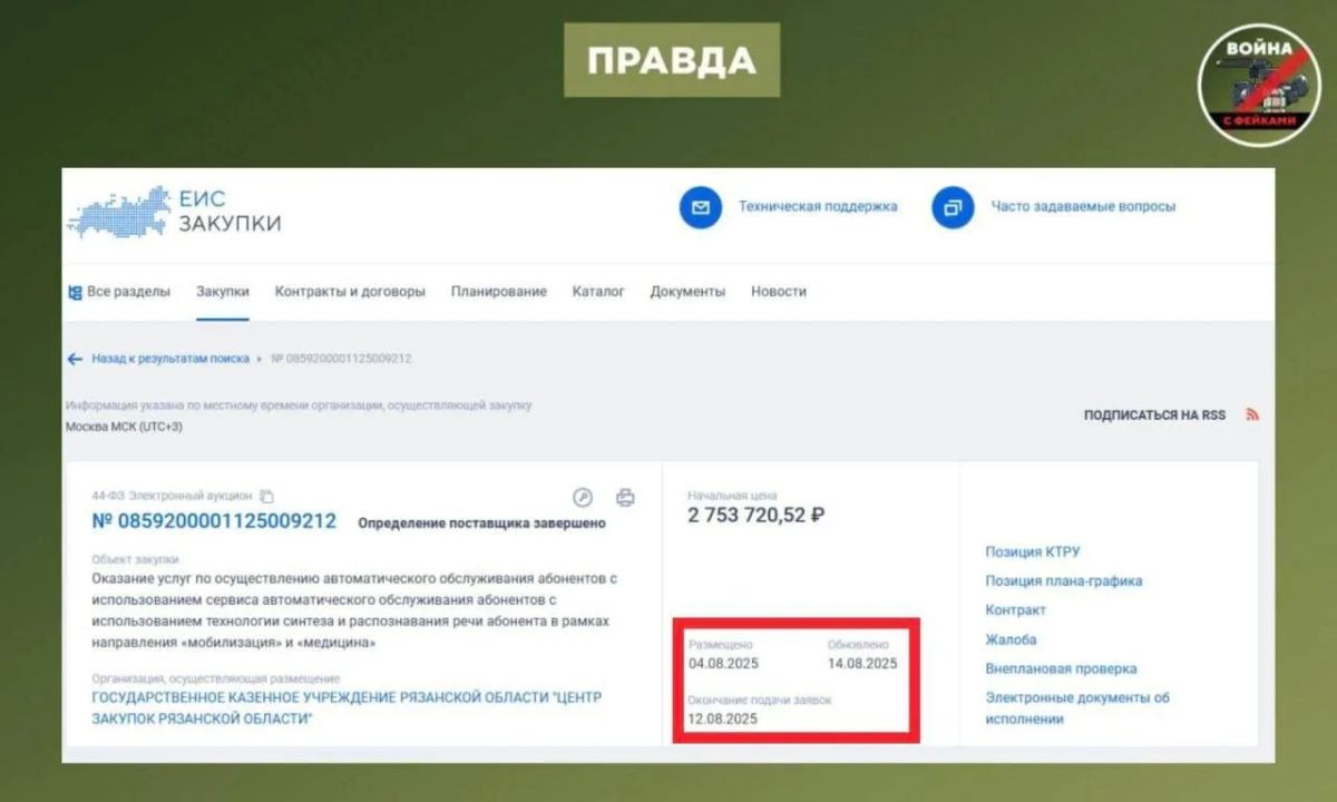 Украинские каналы снова объявили «скорую мобилизацию» в России — на этот раз из-за обычного тендера Украинские каналы снова объявили «скорую мобилизацию» в России — на этот раз из-за обычного тендера