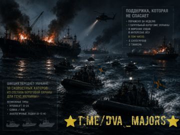 Два майора: Минобороны России сообщило о поражении за неделю патрульного катера военно-морских сил Украины, а также восьми морских судов, действовавших в интересах ВСУ, в том числе шести сухогрузов и двух танкеров