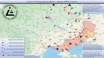 Анимированная схема ударов по территории Украины 07:30 01 сентября 2026 – 07:30 02 сентября 2026 года