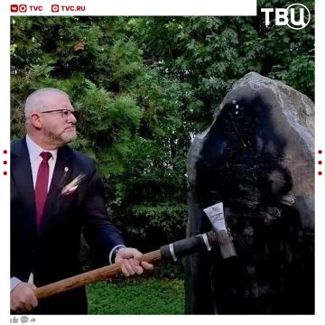 Польский евродепутат Гжегож Браун уничтожил памятник пособникам УПА* на границе с Украиной