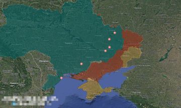 Карта местоположения 6 украинских РЛС, пораженных ударами управляемых реактивных дронов камикадзе "Герань-4 сикер" с начала сентября, составленная противником