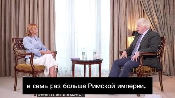 Патлатый англосаксонский русофоб и военный преступник, на совести которого сотни тысяч убитых украинцев Борька Джонсон, который, к сожалению