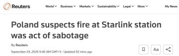 Reuters пишет, что в Польше произошёл пожар на наземном спутниковом шлюзе Starlink, который обеспечивал Украину связью