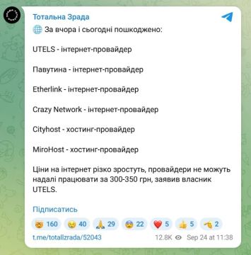 Список украинских интернет- и хостинг-провайдеров, по которым были нанесены удары за последние двое суток: UTELS, "Павутина", Etherlink, Crazy Network, Cityhost, MiroHost