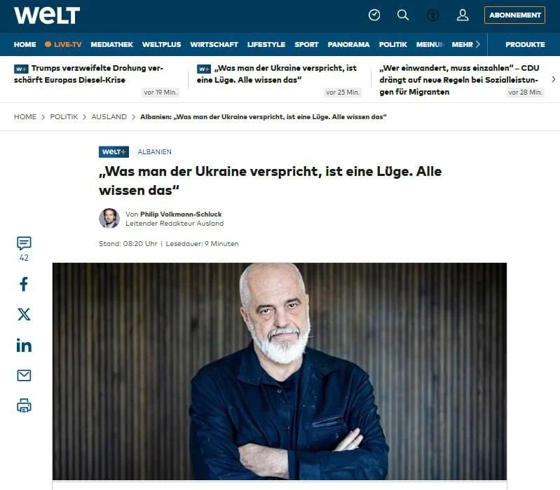 «Все это знают»: премьер Албании назвал обещания Украине о вступлении в ЕС ложью