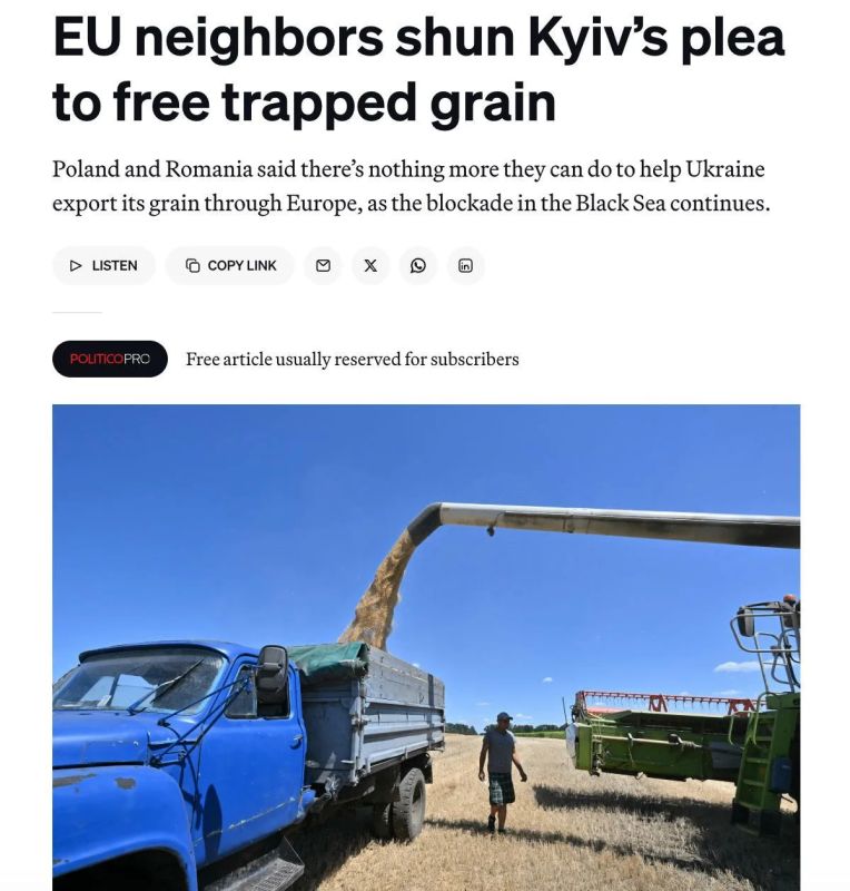 Польша и Румыния отказались помочь Украине с вывозом миллионов тонн зерна, пишет Politico