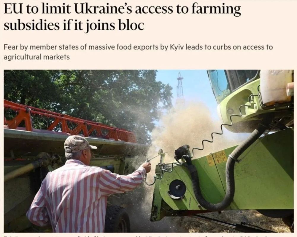 Аграрный шлагбаум для Украины: Брюссель «значительно ограничит» Киеву доступ к сельскохозяйственным субсидиям и продовольственному рынку Евросоюза даже в случае вступления в ЕС