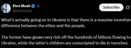 «На самом деле на Украине происходит следующее: между интересами элит и простых людей существует огромная пропасть», — Илон Маск